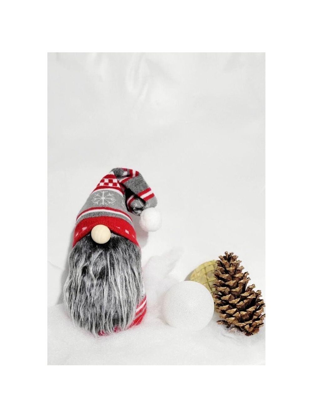 Christmas Gnome Decor Red Grey Hand Crafted